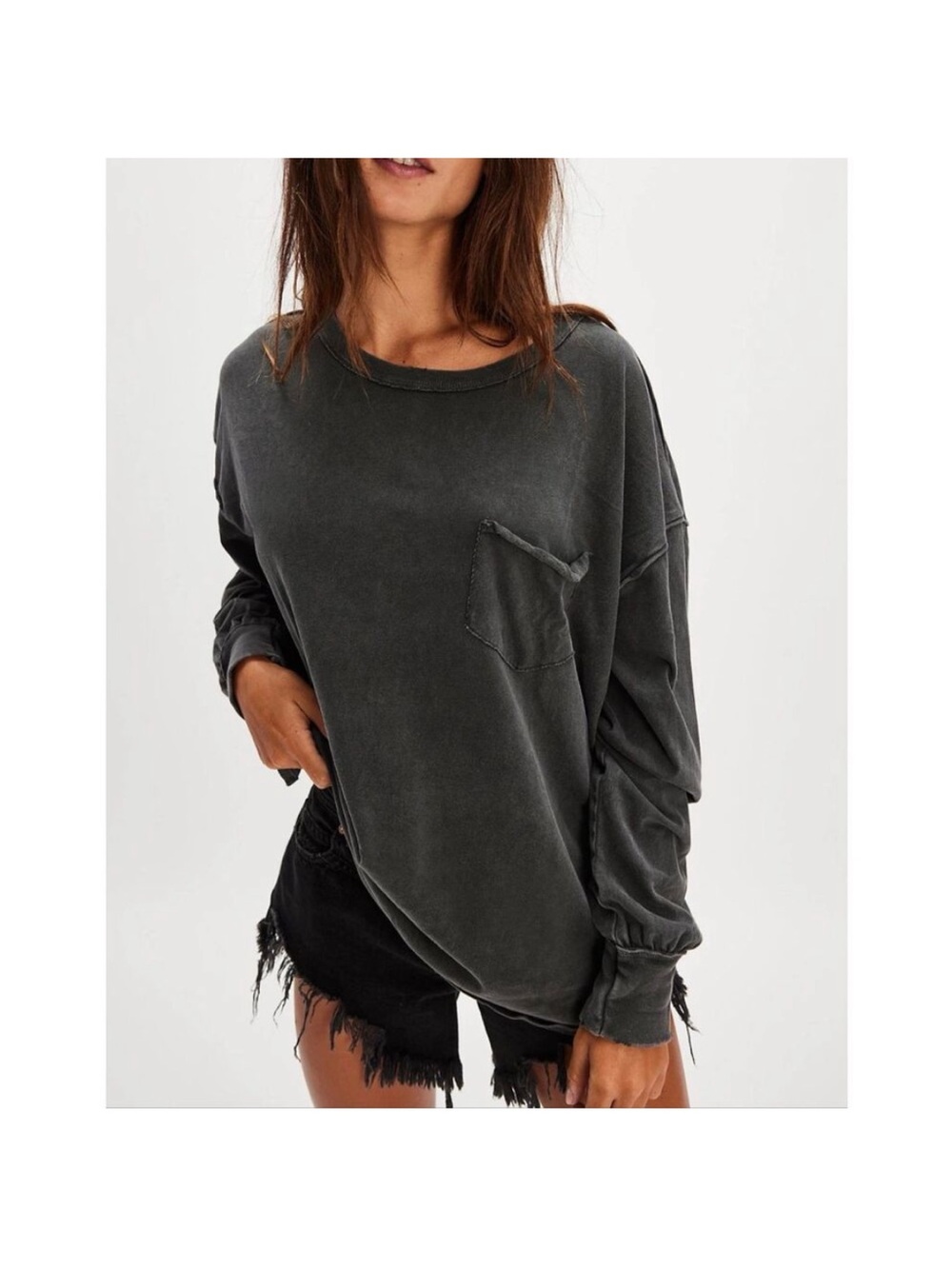 Free People We the Free Fade Into You Top Tee in Black Metal Stiletto nwot
